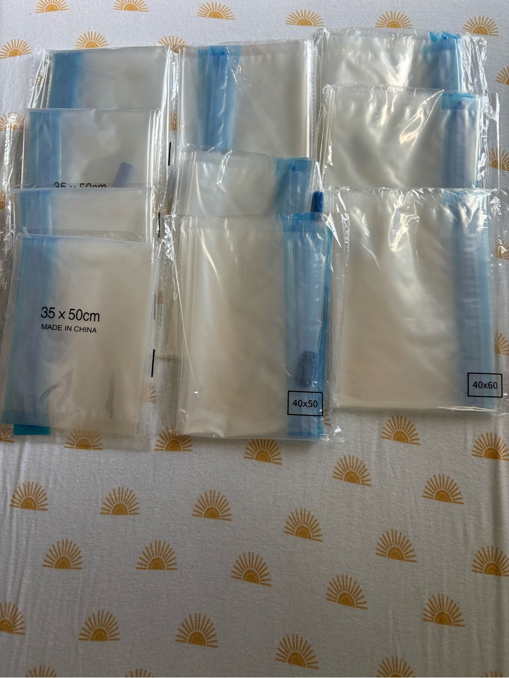 Clear Plastic Zip Storage Bags with Blue Seal - Multi Size Pack